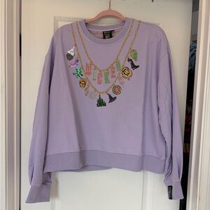 QUEEN OF SPARKLES Lavender Embellished Crewneck Sweatshirt
